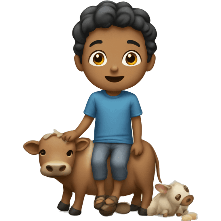 Niño besando una vaca emoji