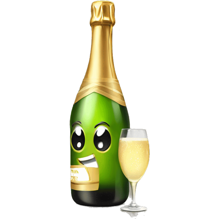 smiley emoji drinking from a champagne bottle emoji