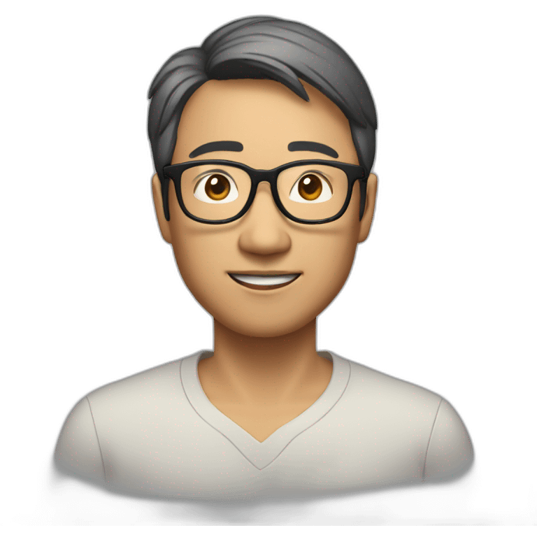 40 year old Asian male, glasses, short hair standing up emoji