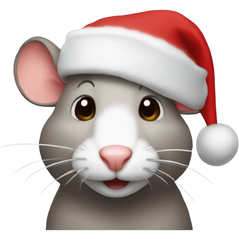 Rat wearing a Santa hat emoji