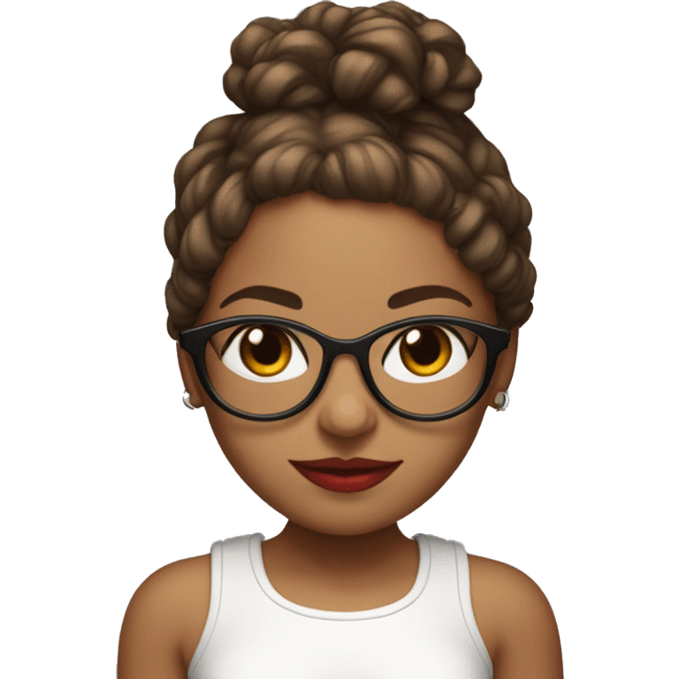 Girl with Red highlights, clear glasses, white croptop, Puerto Rican emoji