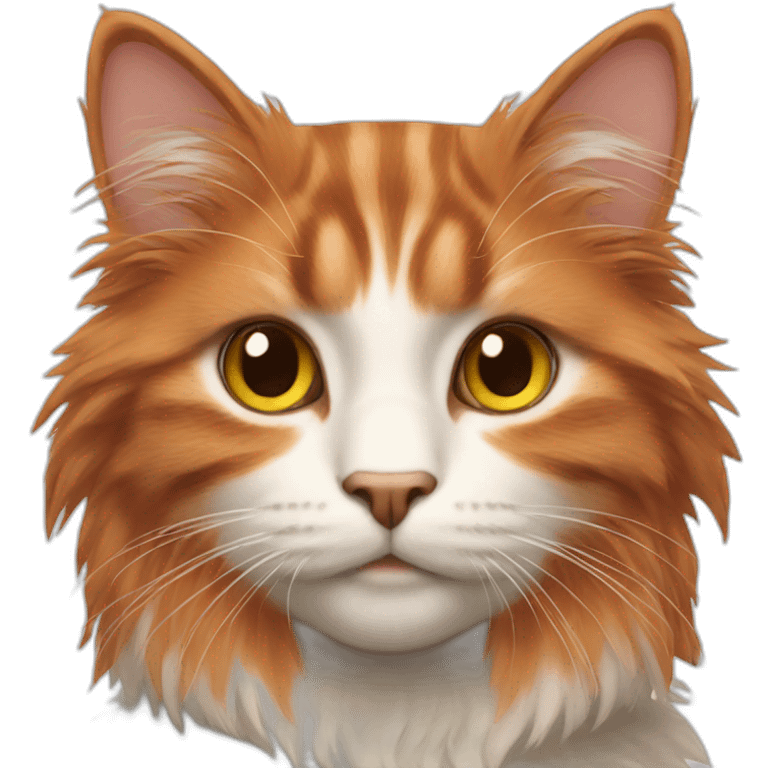 Cat with red hair and fluffy hair emoji