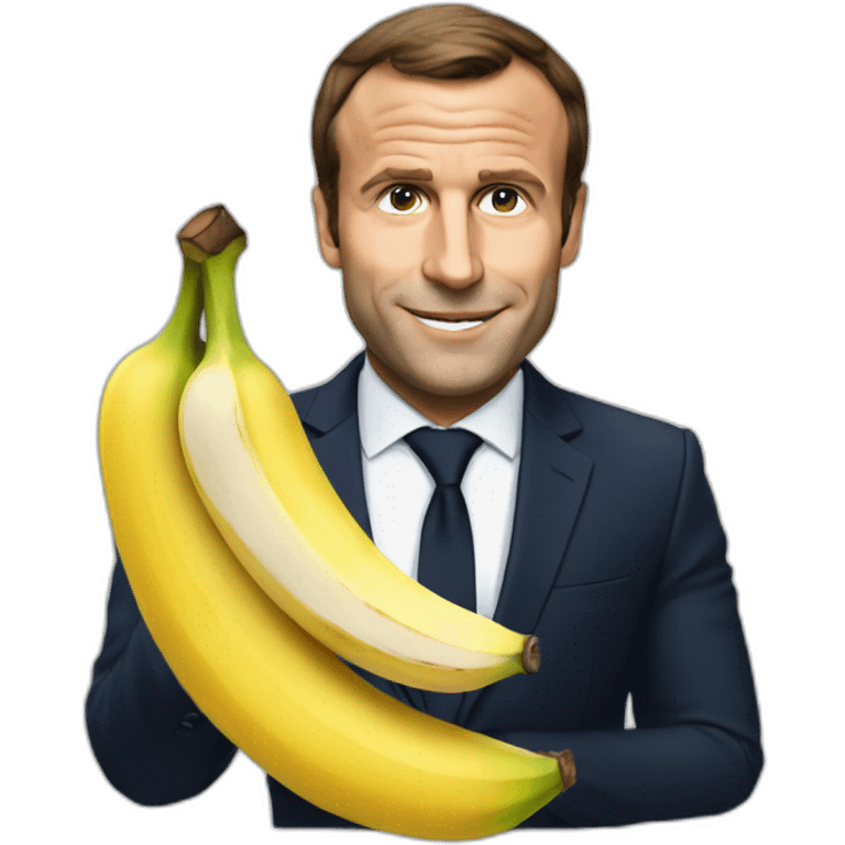 Macron avec une banane emoji