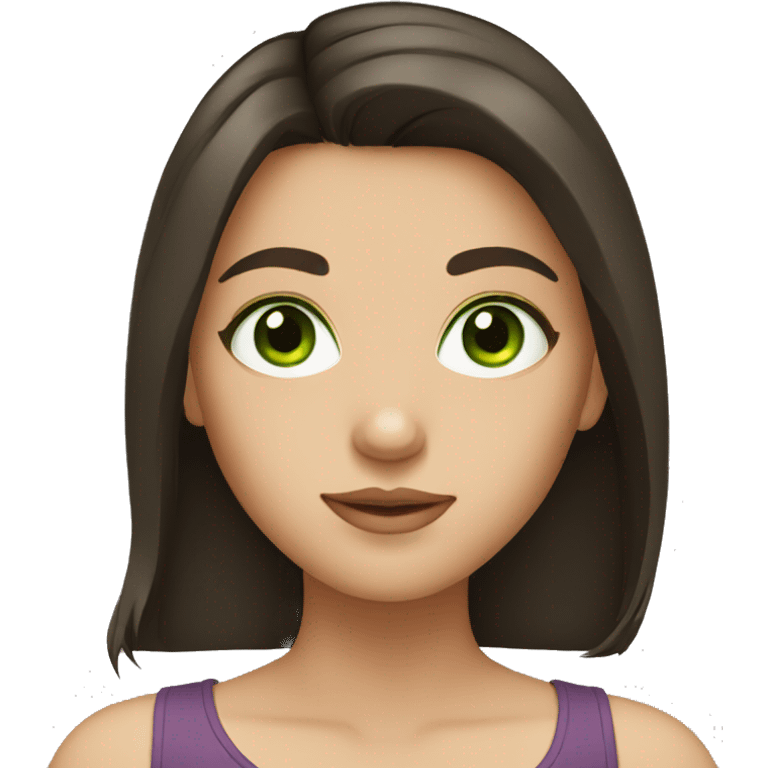 Girl with dark brown hair and green eyes emoji