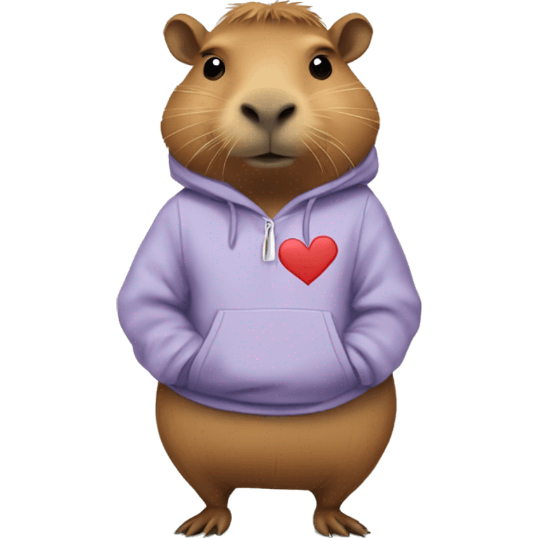 Capybara with a hoodie on that says I love my bestie  emoji