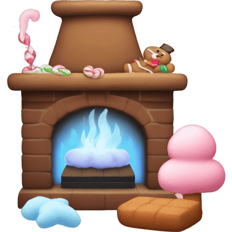 cozy fireplace, cotton candy, gingerbread emoji