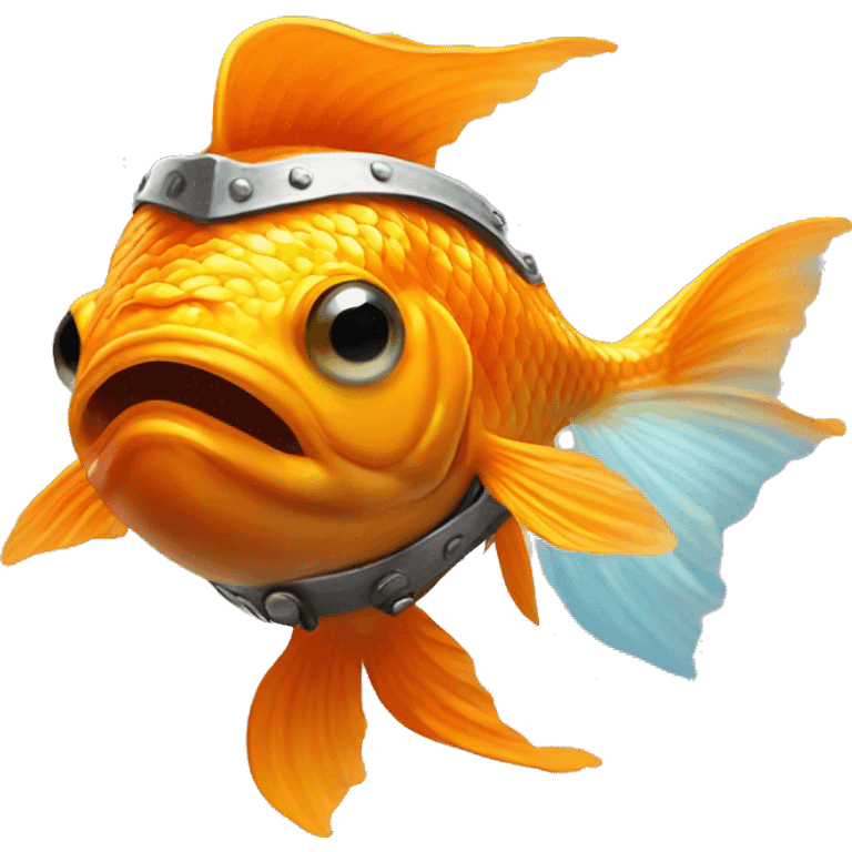 Goldfish wearing Viking helmet emoji