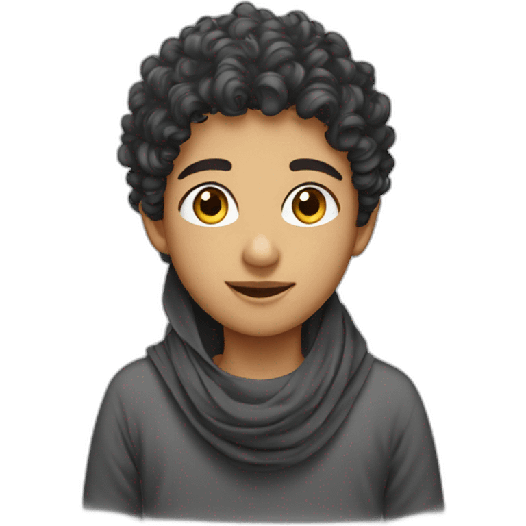 curly arabic boy in loce with hijabi emoji