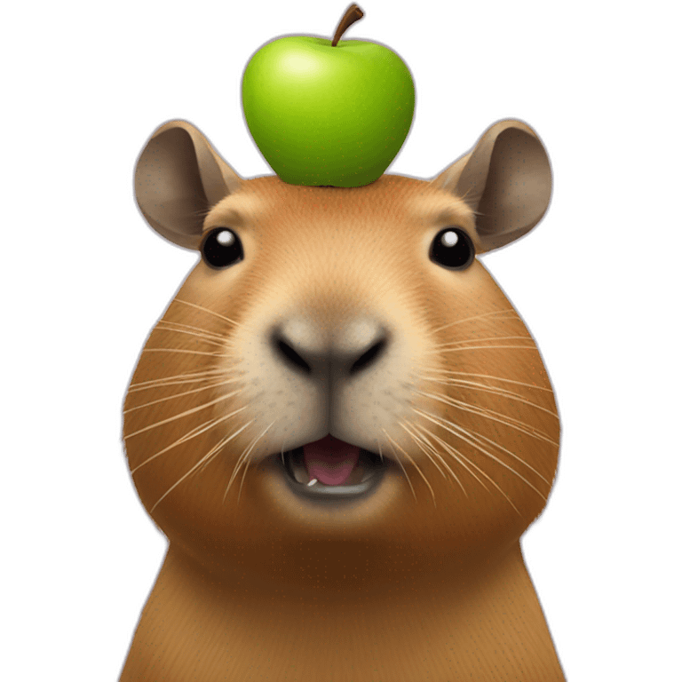 capybara with a big apple on its head emoji