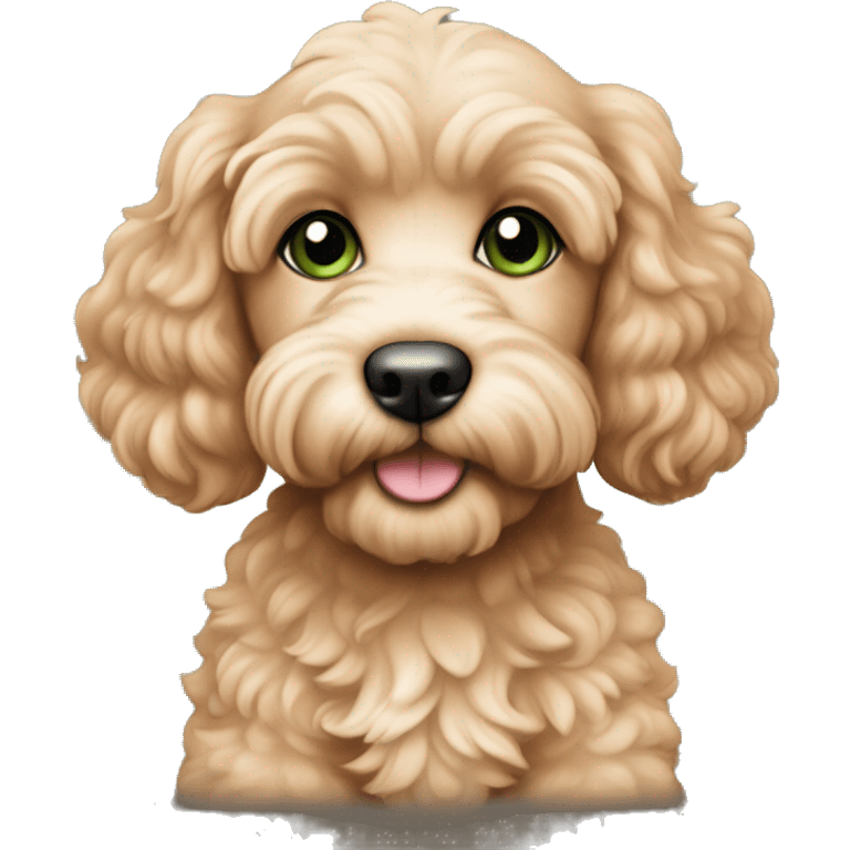 Cute apricot cockapoo puppy with green eyes emoji