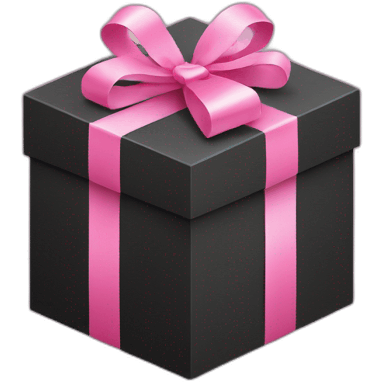 black gift box with pink ribbon, isometric emoji