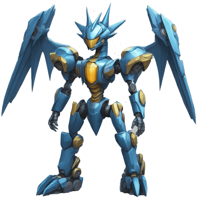 a futuristic mechanical spiky Medabot-Dragon full body emoji