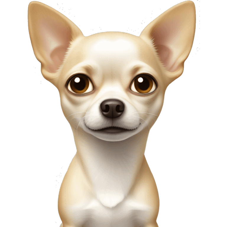 white and beige chihuahua with left eye missing  emoji