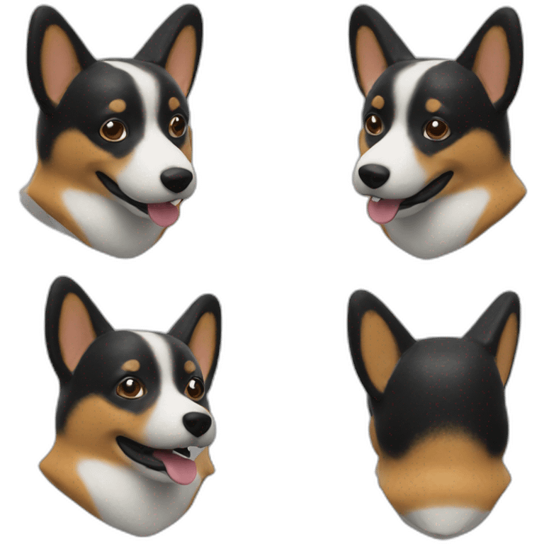 Black corgi sculpture emoji