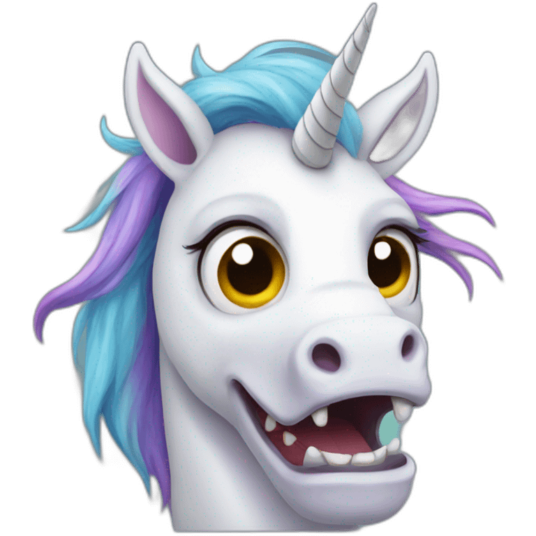 very scary unicorn emoji