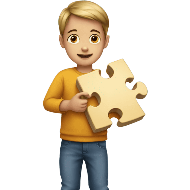 a child with a puzzle in his hands emoji