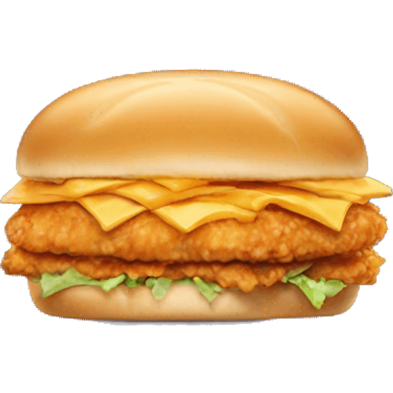 Crispy chicken sandwich with cheese emoji