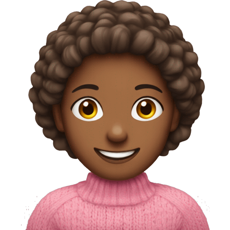 a girl smiling in a pink winter sweater emoji