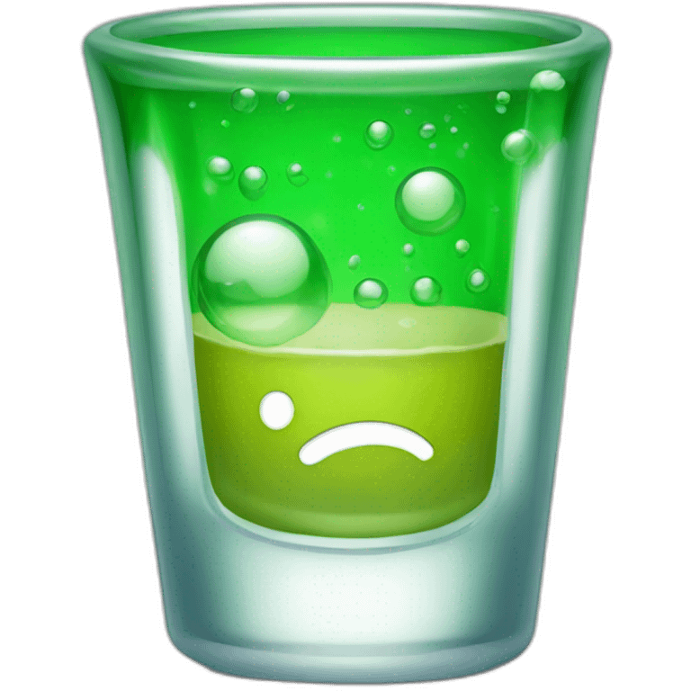 emoji of a shot glass filled with green liquid that has bubbles emoji