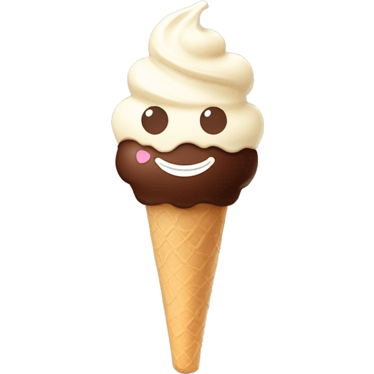 ice cream on a stick with chocolate flat shape with a good mood emoji