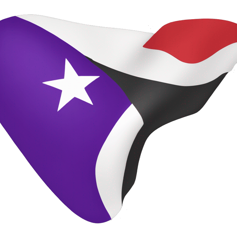 A flag emoji of a horizontal tricolor of black, white, and purple. In the center of the flag is a red five-pointed star emoji