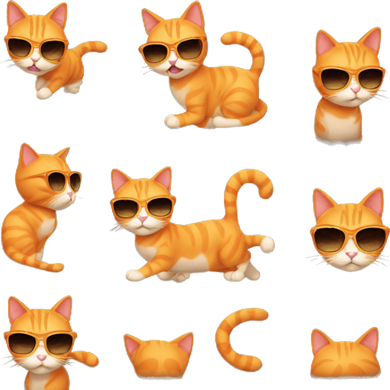 cute orange cat with sunglasses  emoji