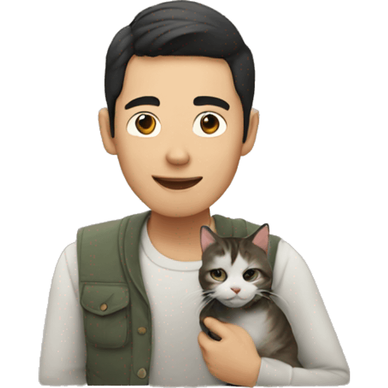 asian man with cat emoji