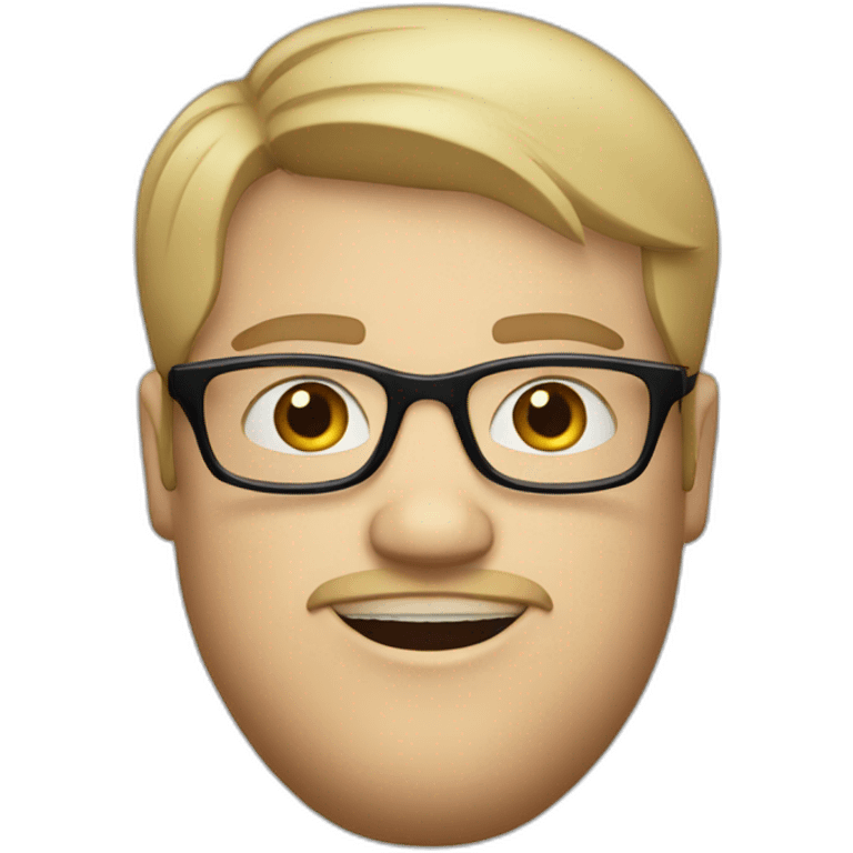 Young chubby white man with straight blond hair, glasses and little beard and blue eyes emoji