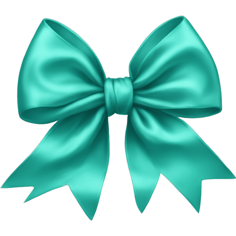 Realistic light teal silk bow emoji