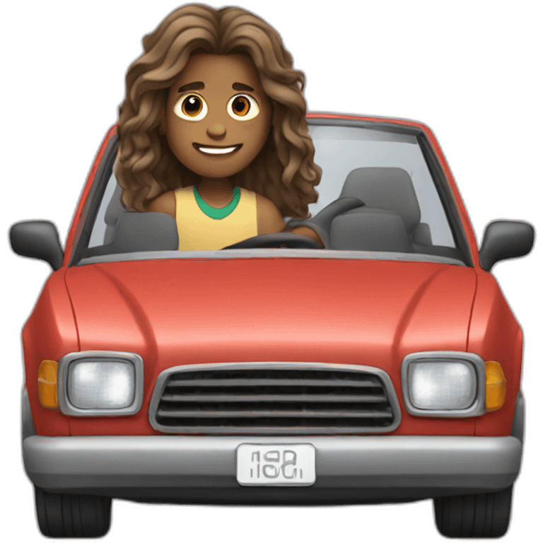 a boy with long hair driving a car emoji