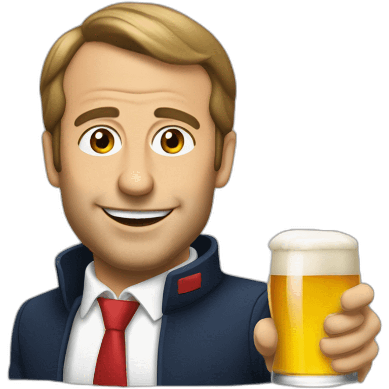 Macron boit bière emoji