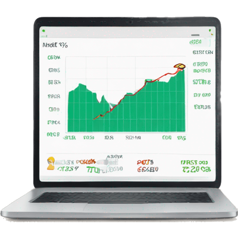 laptop with stock chart on market website emoji