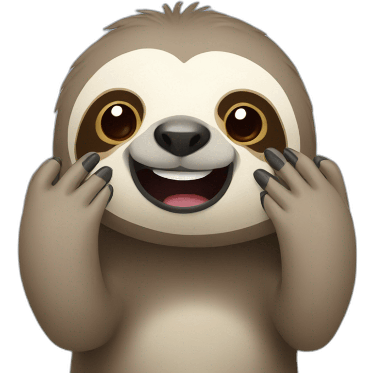 sloth with surprise face with hands on face emoji