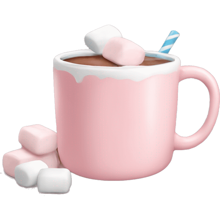 Light Pink mug of hot chocolate with marshmallows  emoji