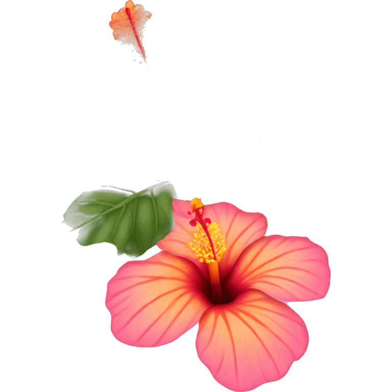 One Orange and pink hibiscus flower without leaves mostly pink emoji