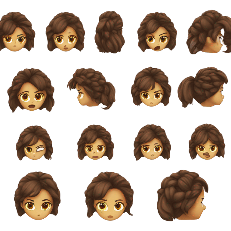 Annoyed girl who makes herself a hairstyle emoji