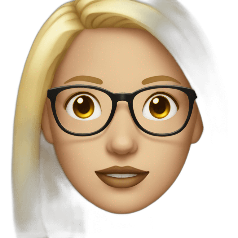 blonde woman with glasses and a septum ring emoji