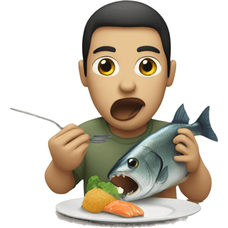 a person eating a fish emoji