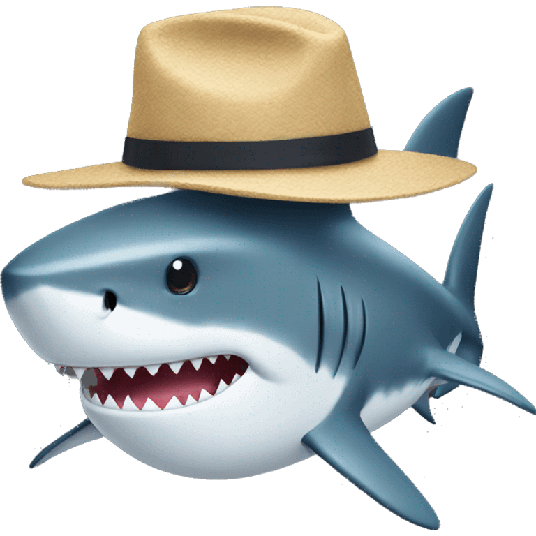 shark wit hat emoji