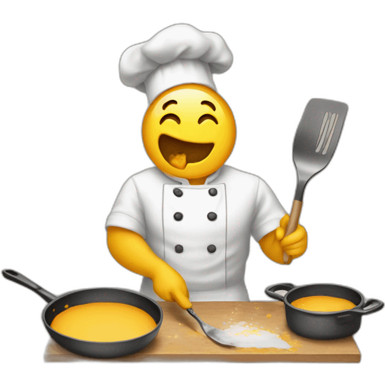 cooking and painting a picture at the same time emoji