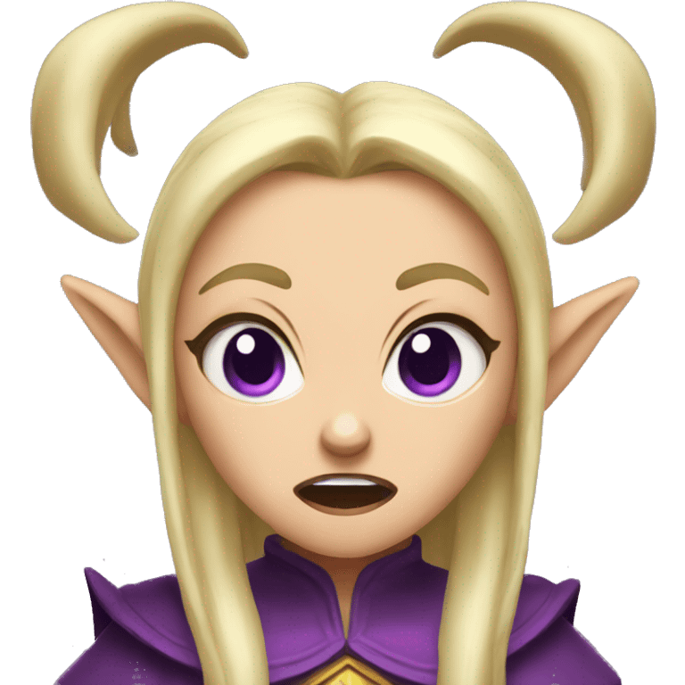 enraged angry, Noble female Elf with Elf ears and blonde hair and purple robes emoji