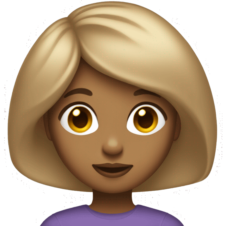 girl with light brown hair and a 90’s blowout, she has bangs that are parted down the middle and swept to the side, based on apple woman emoji emoji