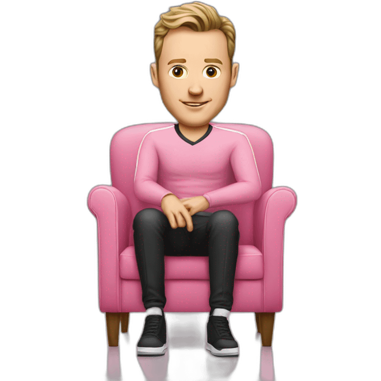 Jonathan Toews sitting on pink chair emoji