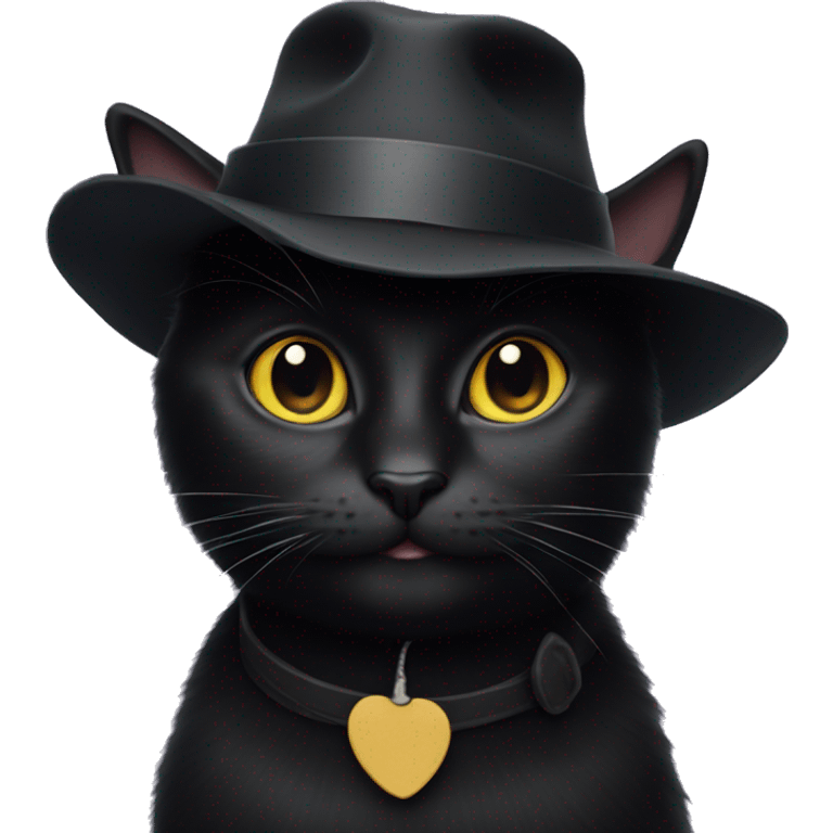 black cat with a little hat emoji