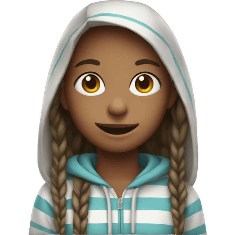 Smiling girl with striped hoodie emoji