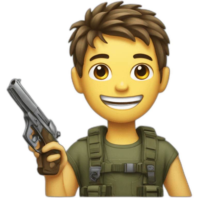 Grinning boy with a gun emoji