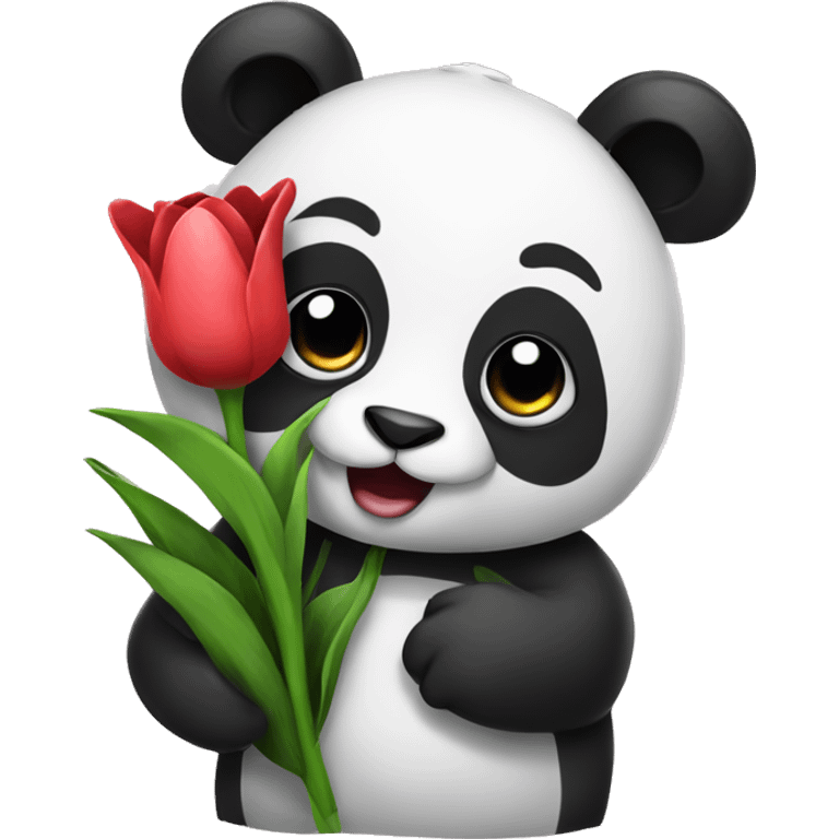 Panda holding a tulip emoji