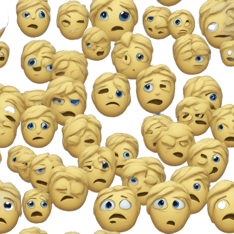 Un emoji triste avec des yeux bleus  emoji