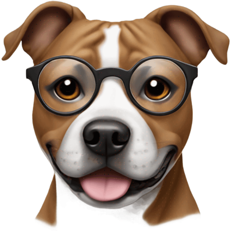 Staffie dog wearing glasses emoji