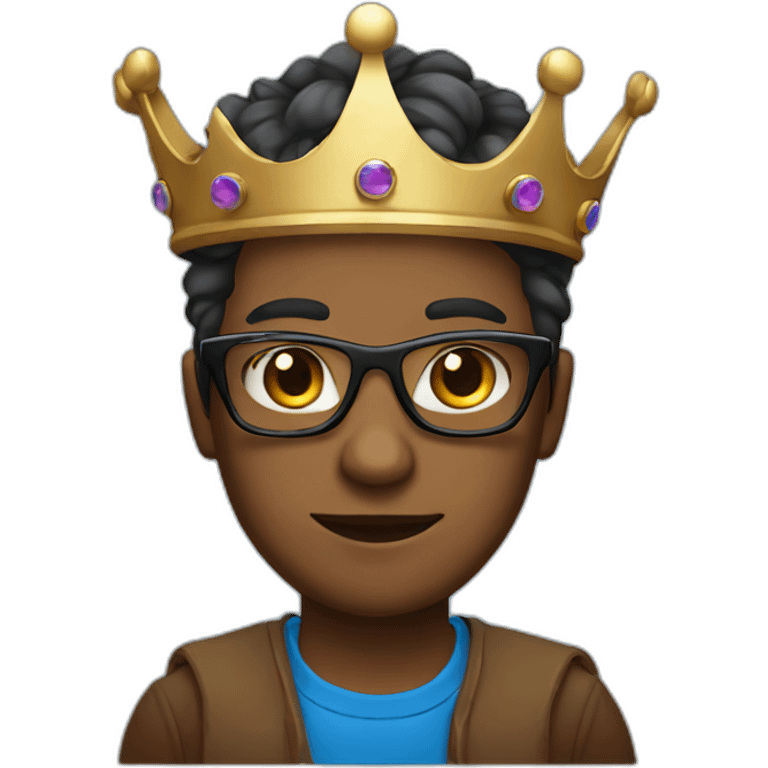 brown skinned programmer with glasses and blue eyes and a crown emoji